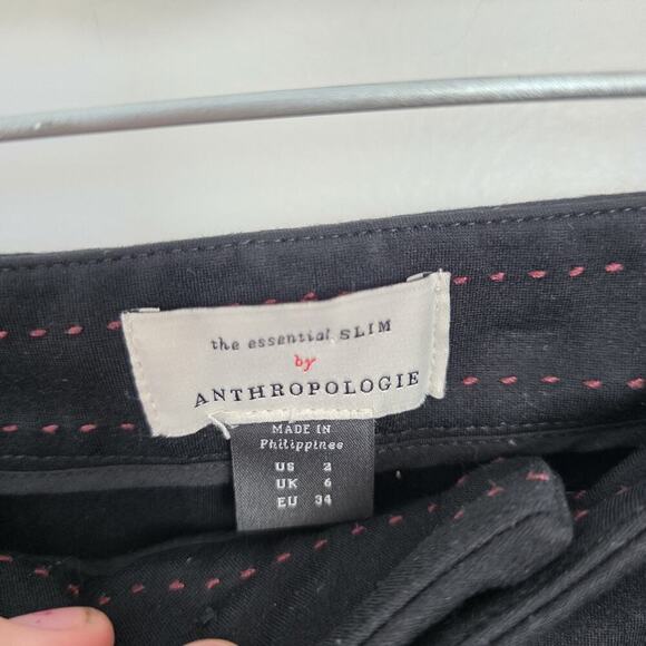 Anthropologie Black Essential Slim High Rise Crop Professional Dress Pants Sz 2 - Picture 3 of 7